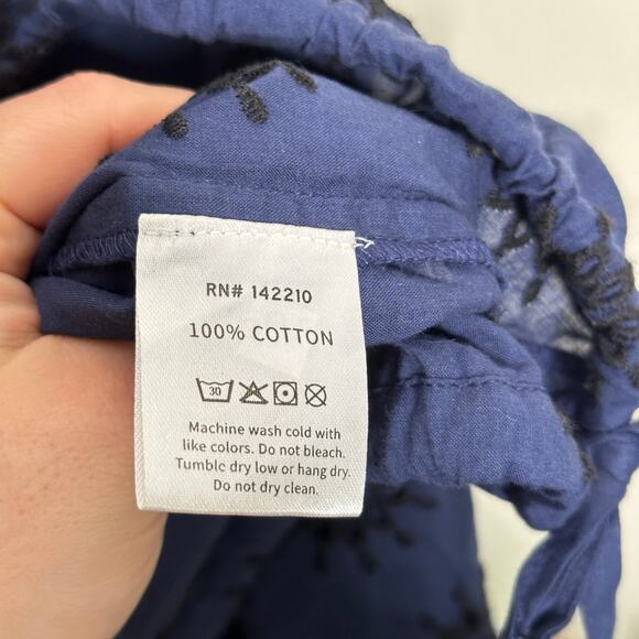MERSEA Voyageur Poete Eyelet Top Embroidered Deep Indigo Black Sz XL {3S52} - Picture 7 of 7